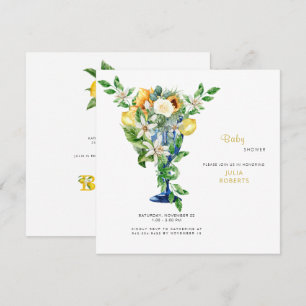 Neutral Mediterranean Floral Baby Shower  Invitation