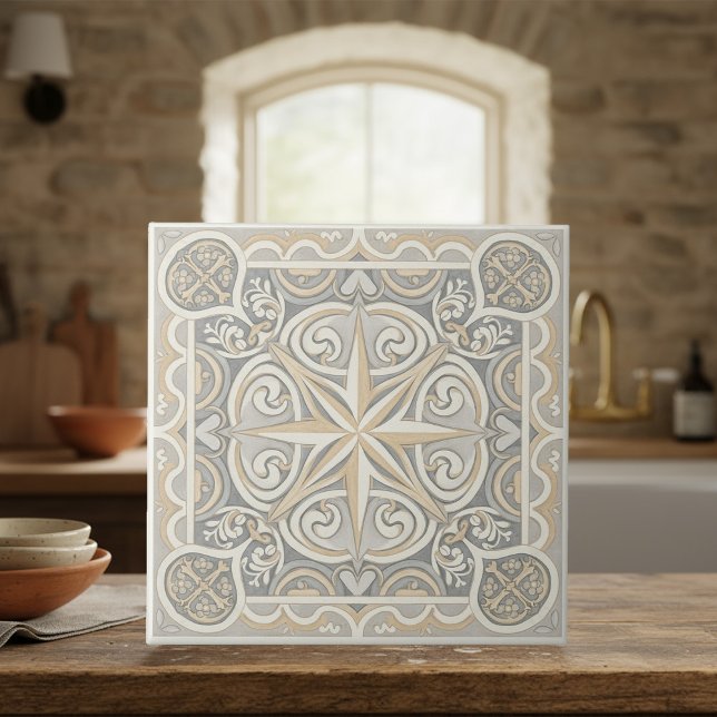 Neutral Mediterranean Pattern Pat#12 Greige ID1195 Tile (Creator Uploaded)