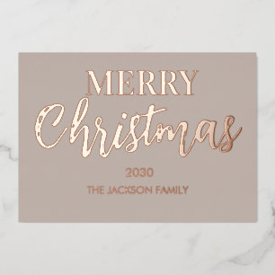 Neutral Merry Christmas Modern Non Photo Foil Holiday Card