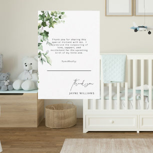 Neutral Message Greenery Baby Shower Thank You 