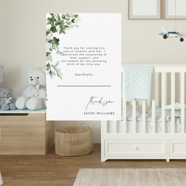 Neutral Message Greenery Baby Shower Thank You  (Creator Uploaded)