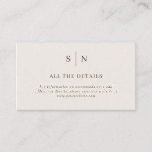 Neutral Minimal and Chic   Wedding Details Enclosure Card