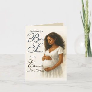 Neutral Minimal Baby Shower Black Mom to be Invitation