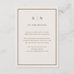 Neutral Minimal Chic Border Wedding Guest Details Enclosure Card