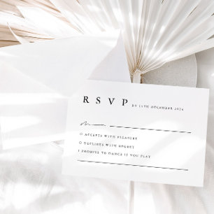 Neutral Minimalist Black White Wedding RSVP Card