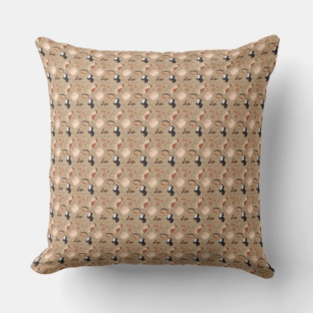 Neutral Minimalist Bohemian Pattern Throw Pillow (Front)