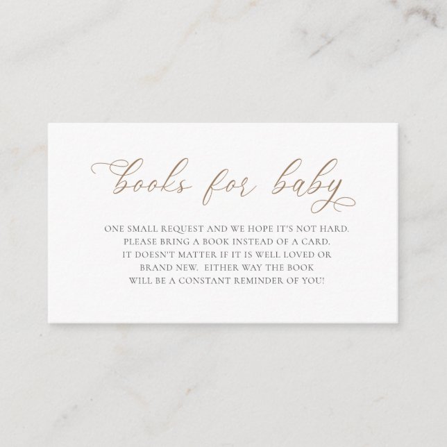 Neutral Minimalist Boho Baby Shower Books For Baby Enclosure Card (Front)