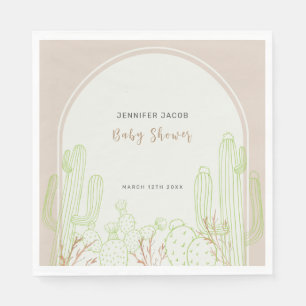 Neutral Minimalist Boho Cactus Arch Baby Shower Napkin