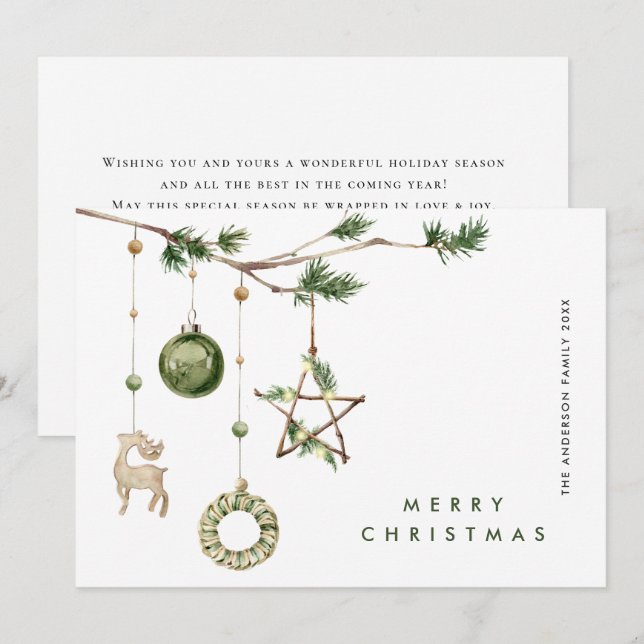 Neutral Minimalist Boho Christmas Composition Holi Holiday Card (Front/Back)