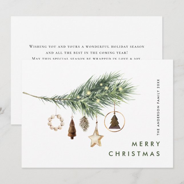 Neutral Minimalist Boho Christmas Composition Holi Holiday Card (Front/Back)