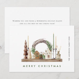 Neutral Minimalist Boho Christmas Composition Holi Holiday Card