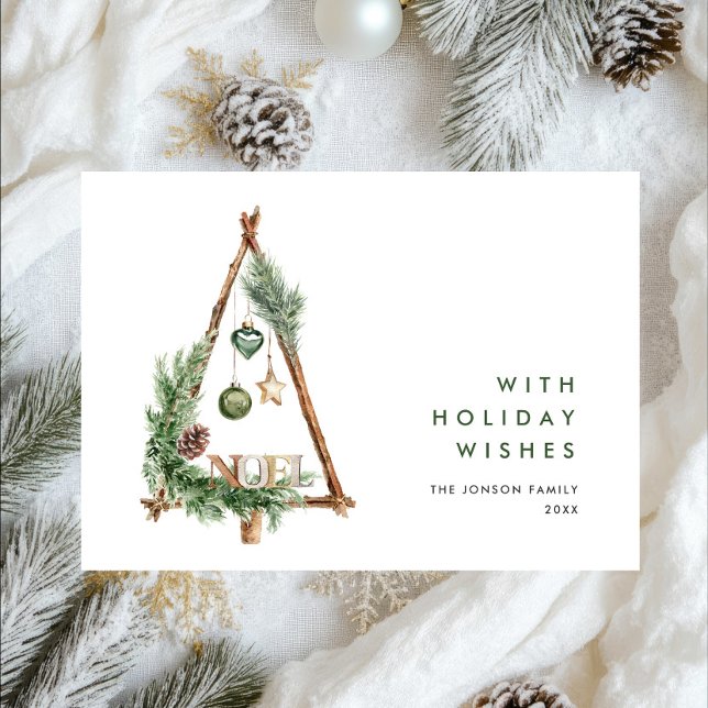 Neutral Minimalist Boho Christmas Composition Holi Holiday Card (Creator Uploaded)