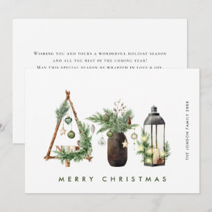 Neutral Minimalist Boho Christmas Composition Holiday Card