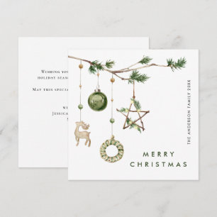 Neutral Minimalist Boho Christmas Composition Holiday Card