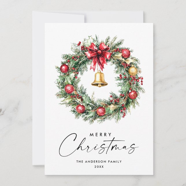 Neutral Minimalist Boho Christmas Composition Holiday Card (Front)
