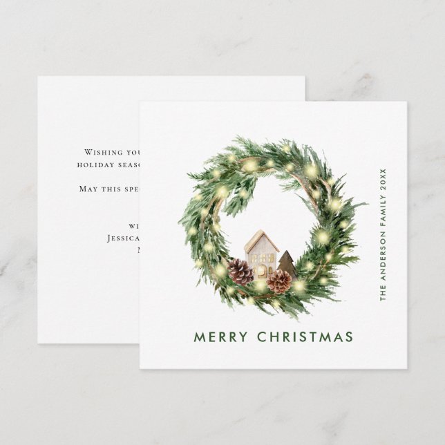 Neutral Minimalist Boho Christmas Composition Holiday Card (Front/Back)