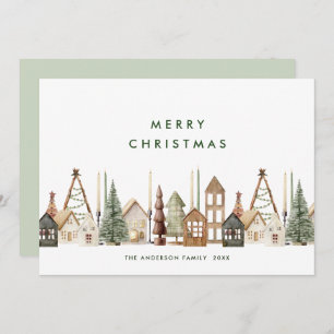 Neutral Minimalist Boho Christmas Composition Holiday Card