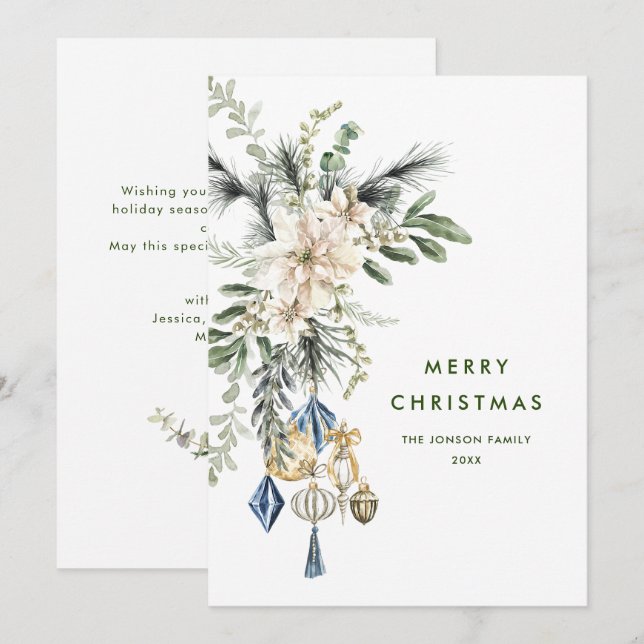 Neutral Minimalist Boho Christmas Composition Holiday Card (Front/Back)
