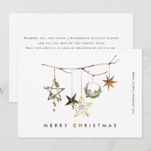 Neutral Minimalist Boho Christmas Composition Holiday Card