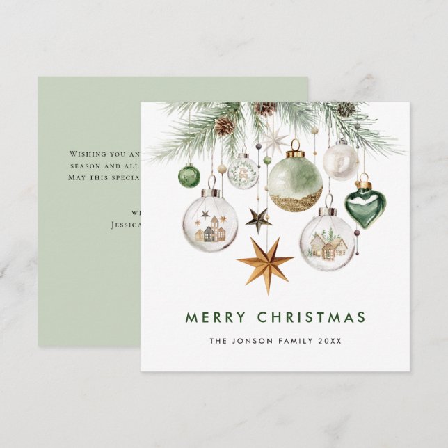 Neutral Minimalist Boho Christmas Composition Holiday Card (Front/Back)