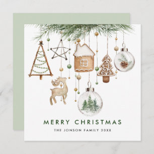 Neutral Minimalist Boho Christmas Composition Holiday Card