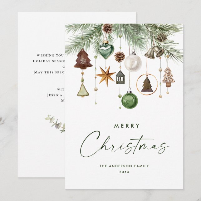 Neutral Minimalist Boho Christmas Composition Holiday Card (Front/Back)