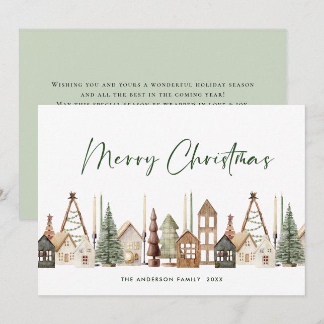 Neutral Minimalist Boho Christmas Composition Holiday Card (Front/Back)