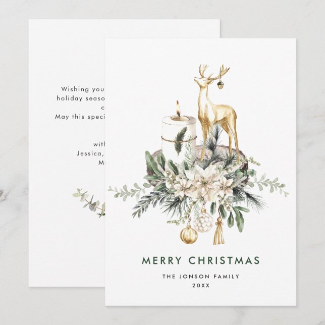 Neutral Minimalist Boho Christmas Composition Holiday Card (Front/Back)