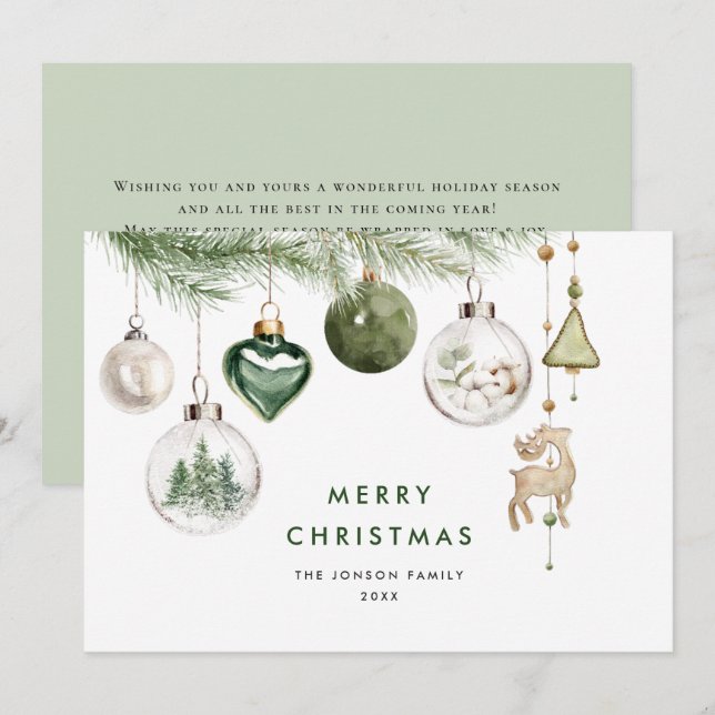 Neutral Minimalist Boho Christmas Composition Holiday Card (Front/Back)