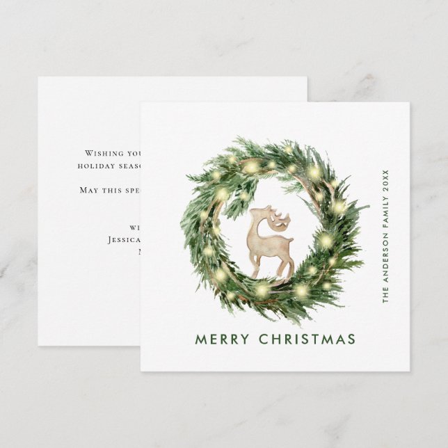 Neutral Minimalist Boho Christmas Composition Holiday Card (Front/Back)