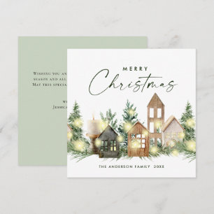Neutral Minimalist Boho Christmas Composition Holiday Card