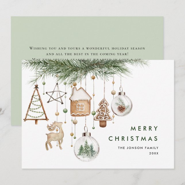 Neutral Minimalist Boho Christmas Composition Holiday Card (Front/Back)
