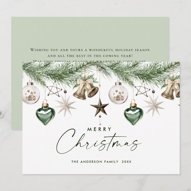 Neutral Minimalist Boho Christmas Composition Holiday Card (Front/Back)