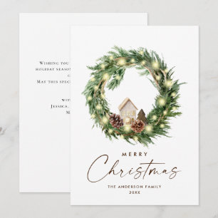 Neutral Minimalist Boho Christmas Composition Holiday Card