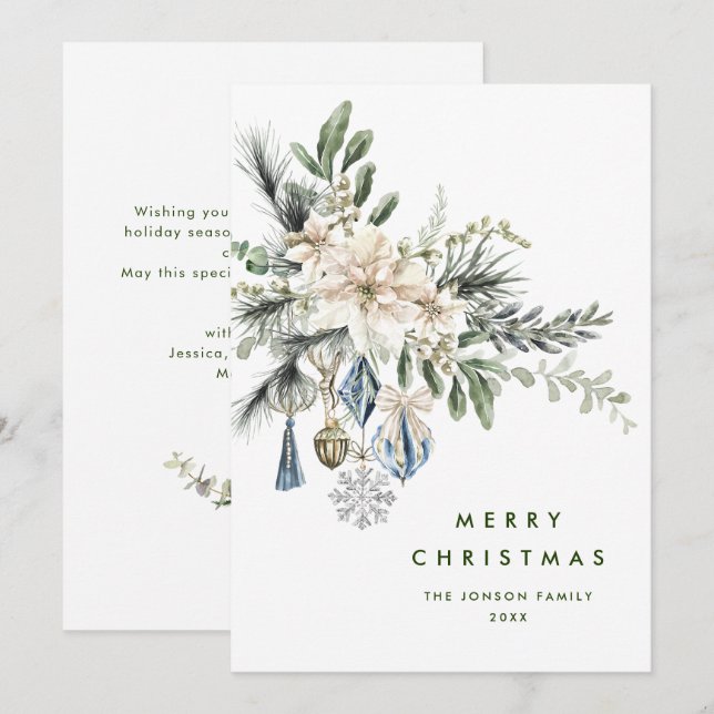 Neutral Minimalist Boho Christmas Composition Holiday Card (Front/Back)