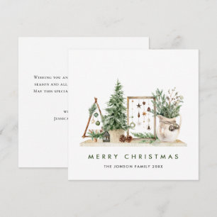 Neutral Minimalist Boho Christmas Composition Holiday Card
