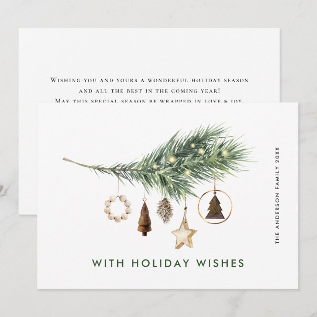 Neutral Minimalist Boho Christmas Composition Holiday Card (Front/Back)