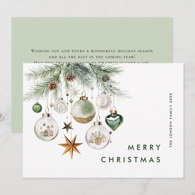 Neutral Minimalist Boho Christmas Composition Holiday Card (Front/Back)