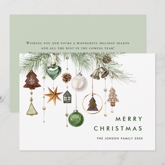 Neutral Minimalist Boho Christmas Composition Holiday Card (Front/Back)