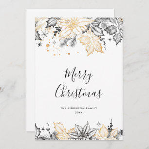 Neutral Minimalist Boho Christmas Composition Holiday Card