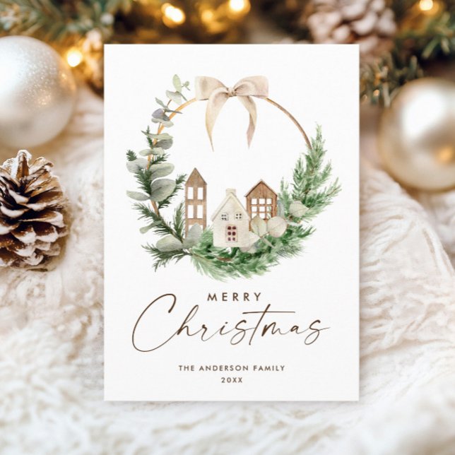 Neutral Minimalist Boho Christmas Composition Holiday Card (Creator Uploaded)