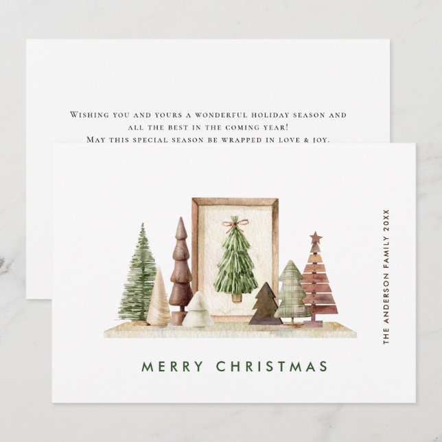 Neutral Minimalist Boho Christmas Composition Holiday Card (Front/Back)