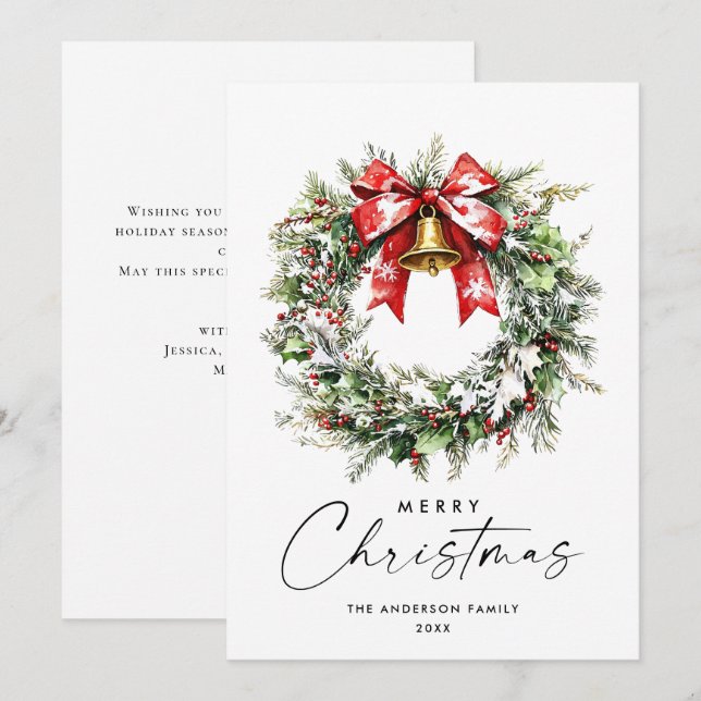 Neutral Minimalist Boho Christmas Composition Holiday Card (Front/Back)