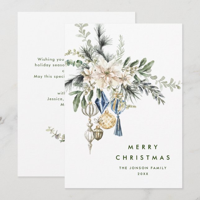 Neutral Minimalist Boho Christmas Composition Holiday Card (Front/Back)