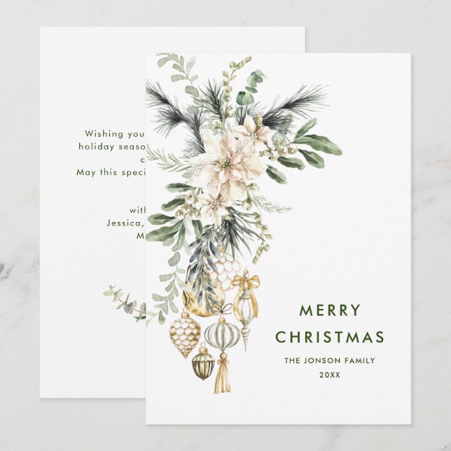 Neutral Minimalist Boho Christmas Composition Holiday Card (Front/Back)