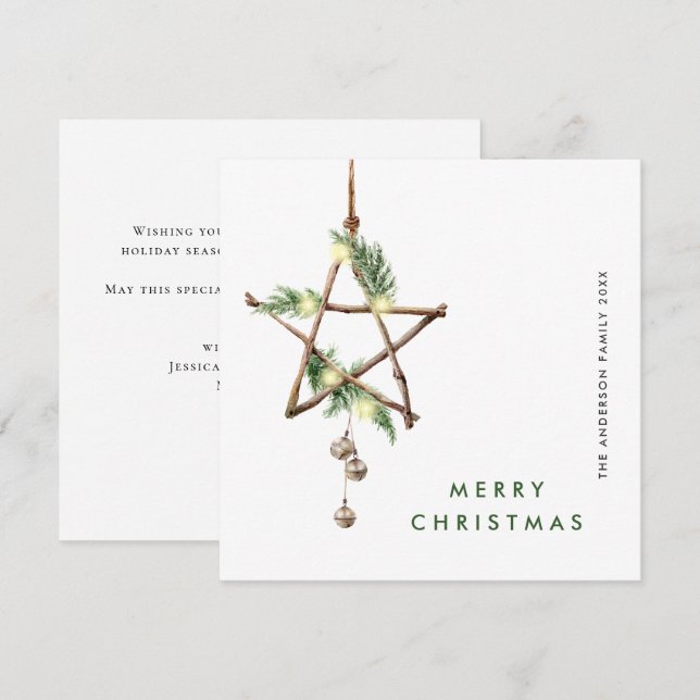 Neutral Minimalist Boho Christmas Composition Holiday Card (Front/Back)