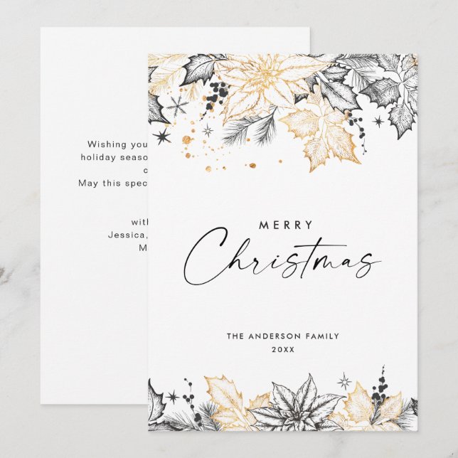Neutral Minimalist Boho Christmas Composition Holiday Card (Front/Back)