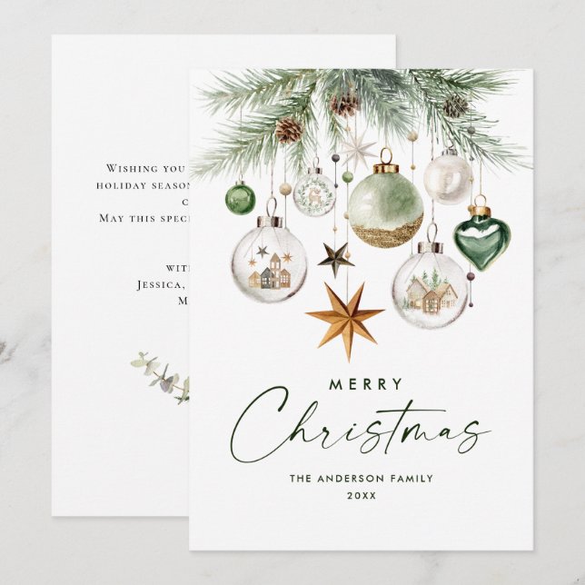 Neutral Minimalist Boho Christmas Composition Holiday Card (Front/Back)