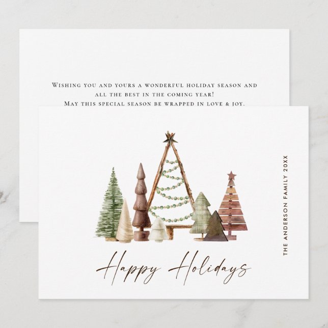 Neutral Minimalist Boho Christmas Composition Holiday Card (Front/Back)
