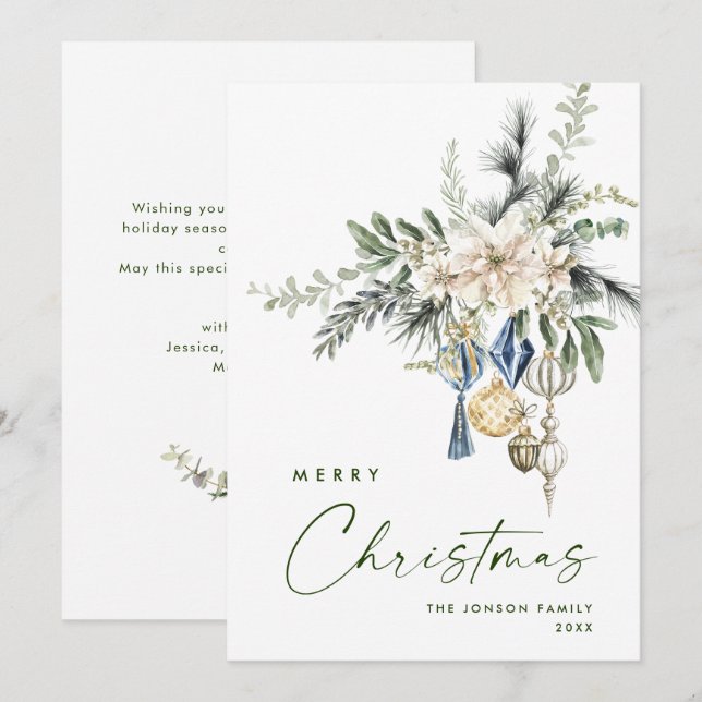 Neutral Minimalist Boho Christmas Composition Holiday Card (Front/Back)